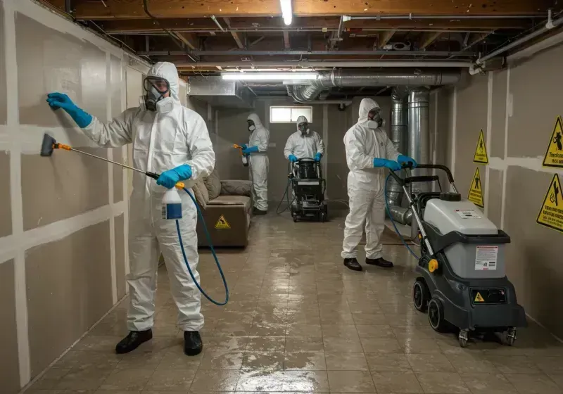 Basement Moisture Removal and Structural Drying process in Abbeville, LA